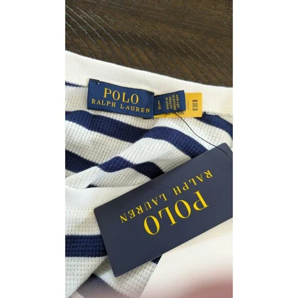 Polo Ralph Lauren Women's Maxi Dress Large Waffle Knit Preppy Blue White Striped - Picture 6 of 11